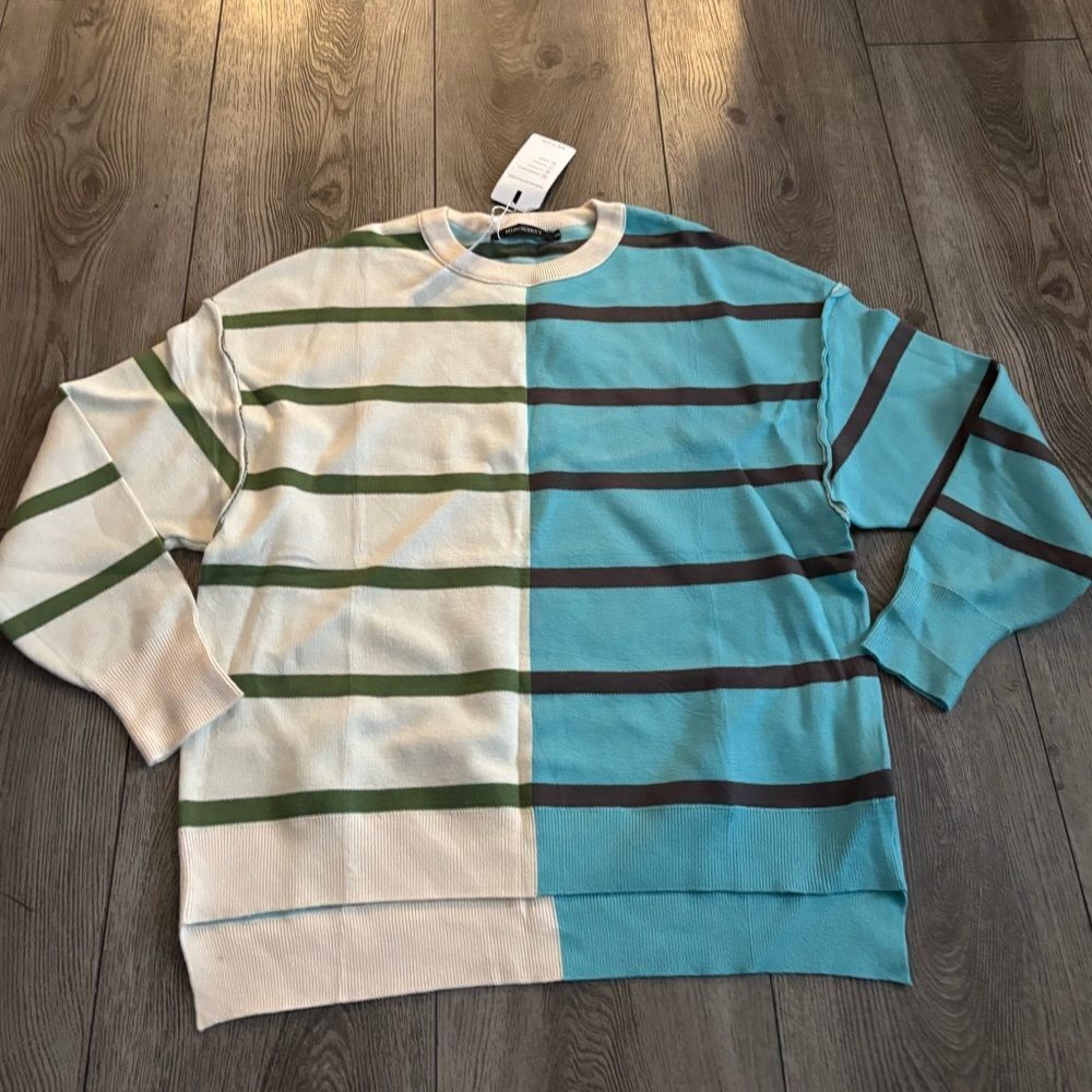 Merokeety Striped Blue and Cream woman’s  Sweater